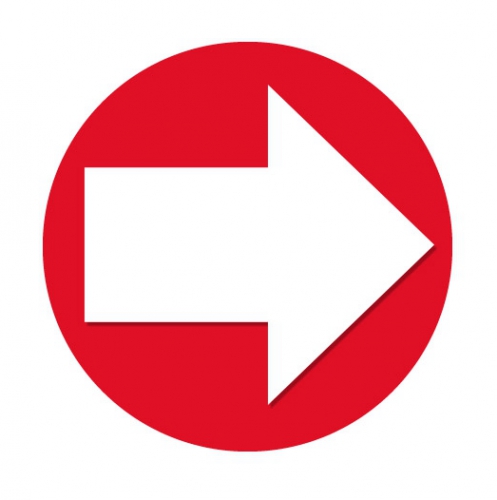 Accent pijl sticker - 6x - Rond Dia 15 cm - rood met witte pijl - Richting/route aanwijzen -