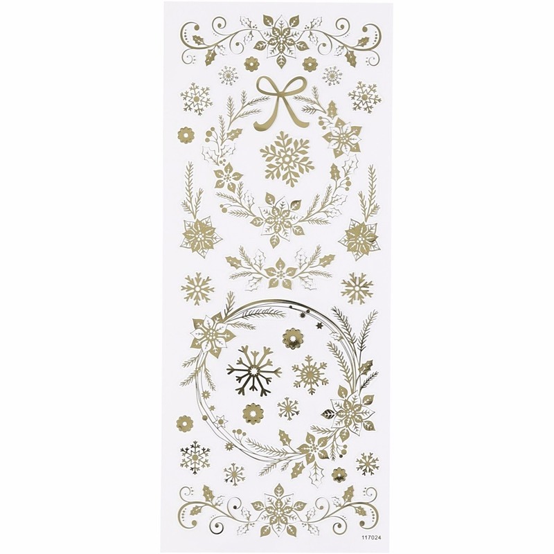 Sneeuwvlokken stickers goud 29x stuks -