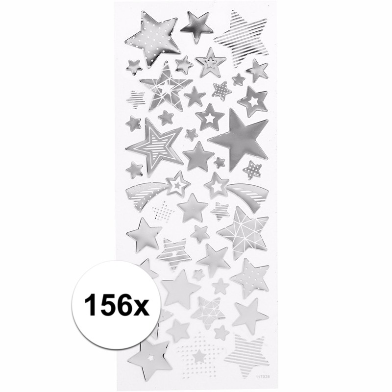 Stickers sterren - 40x - zilver - vel 10 x 24 cm - zilverfolie - sterretjes - hobby stickertjes -