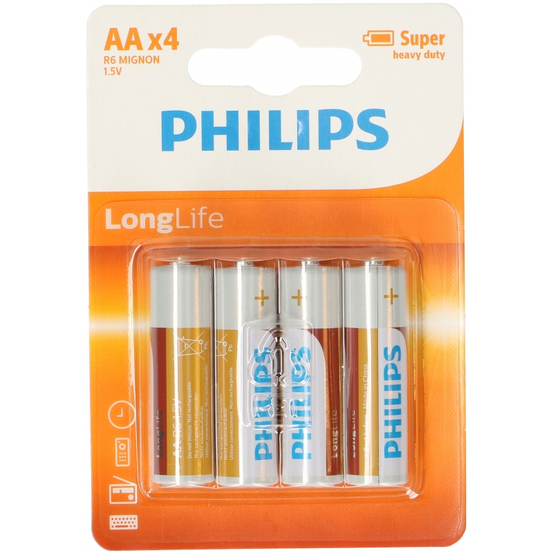 4x Philips AA batterijen -