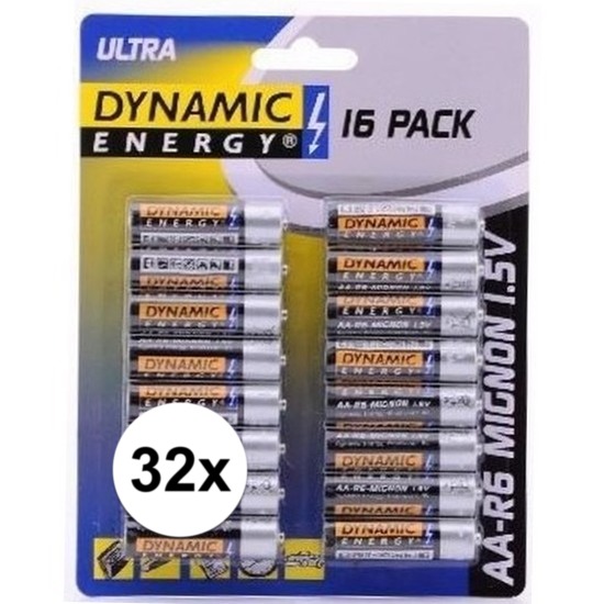 32x Dynamic energy AA batterijen -