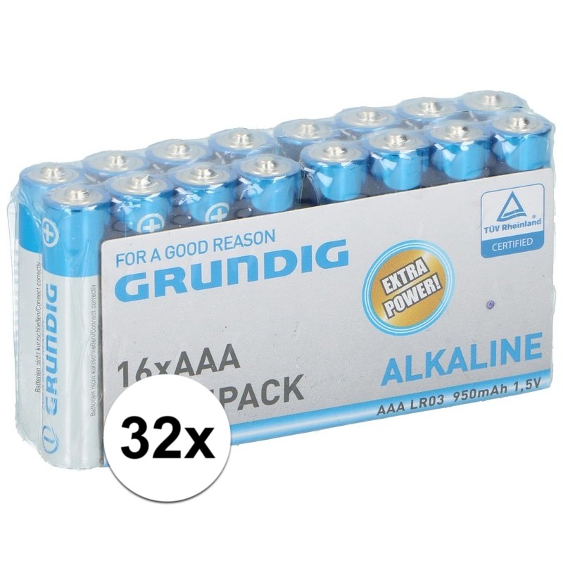 32x Grundig AAA batterijen alkaline -