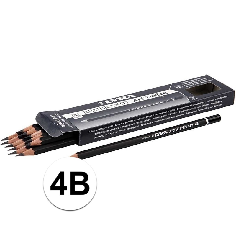 Tekenpotloden - 12x - professionele grafietpotloden - hardheid 4B - D 6,9 mm - vulling 1,8 mm -