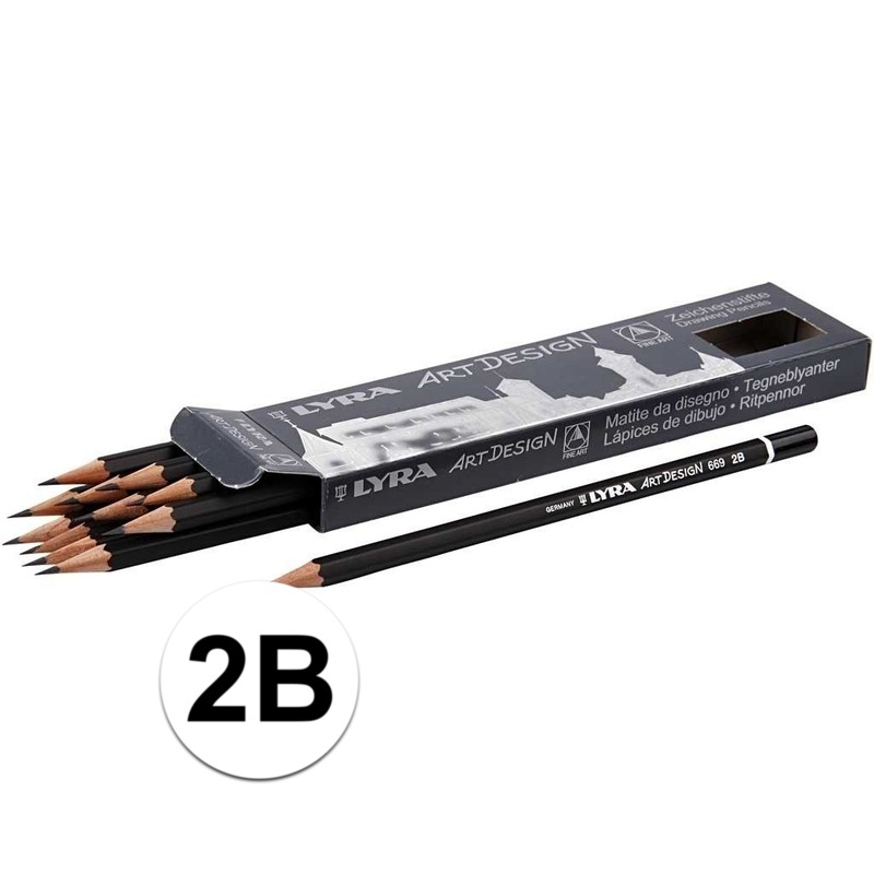 12 stuks professionele tekenpotloden hardheid 2B -