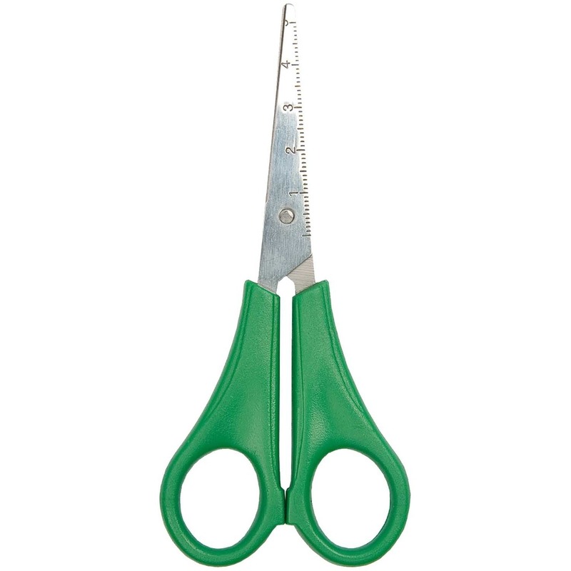 Linkshandige schaar met liniaal en spitse punt voor kids - Groen - Knutselen - Hobby -