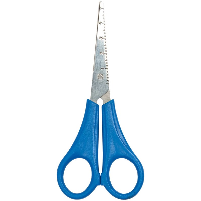 Linkshandige schaar met liniaal en spitse punt voor kids - Blauw - Knutselen - Hobby -