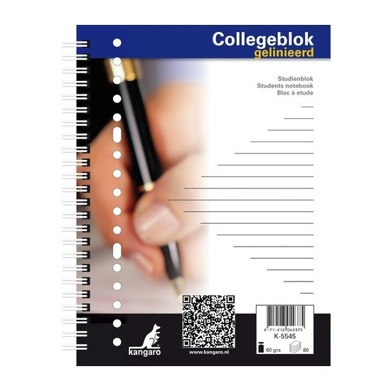 A5 collegeblok gelinieerd -