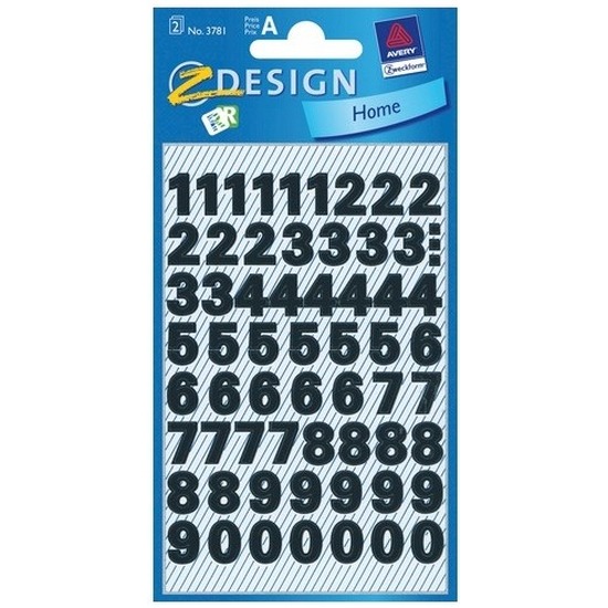 Cijfer etiketten/stickers - zwart - weerbestendig - 244x stuks - 9 mm - stickervellen kantoor/thuis -