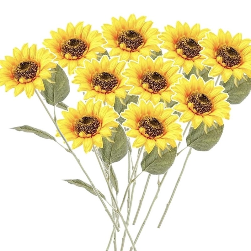 10x Gele zonnebloemen kunstbloemen 62 cm -