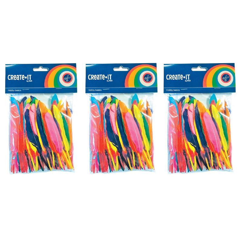 300x Gekleurde veertjes 14 cm -