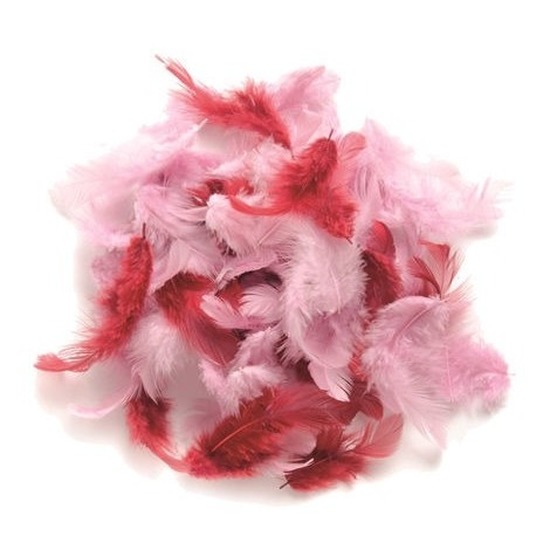 10 gram decoratie veren roze tinten - sierveren/deco veertjes -