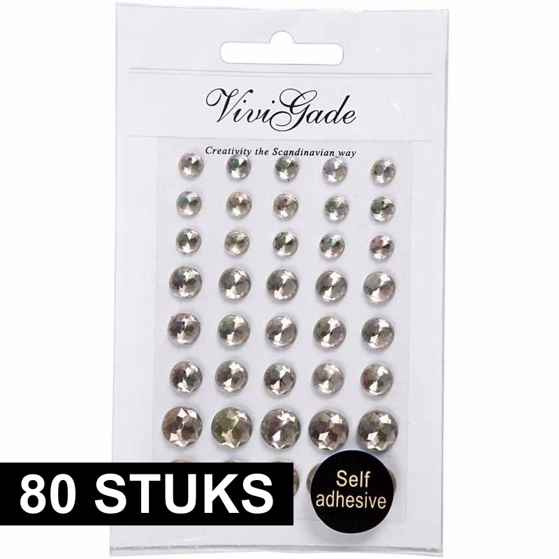 80x Hobby kristal zilveren plaksteentjes -