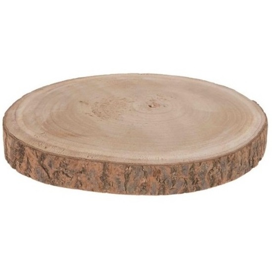 Woondecoratie Paulownia houten boomschijf - 30 x 3 cm - boomschijven - kaarsenbord -