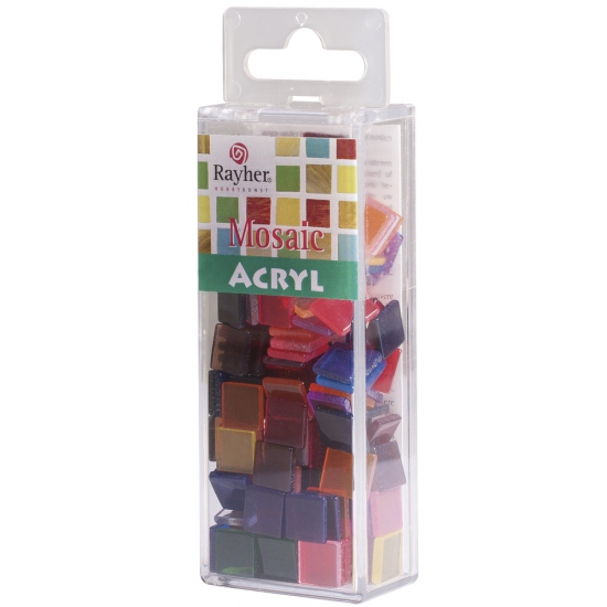 Mozaiek steentjes/tegeltjes - 205x stuks - kleuren mix - 1 x 1 cm - Mozaieken maken - Kunststof -