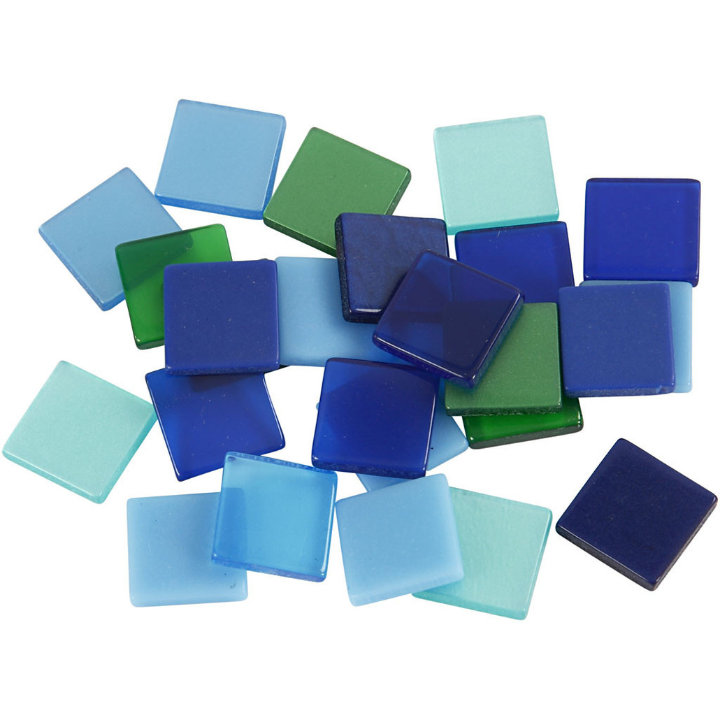 Mozaiek tegels - 100x - groen/blauw - 10 x 10 mm - kunsthars - mozaiek steentjes -