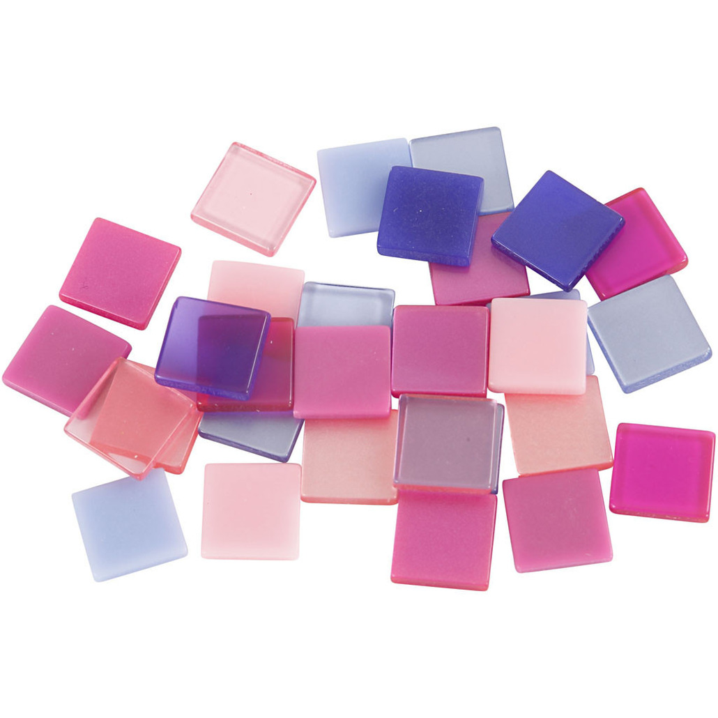 Mozaiek steentjes - 100x - paars/roze - vierkant - 10 mm - Hobbymateriaal - Knutselen materiaal -