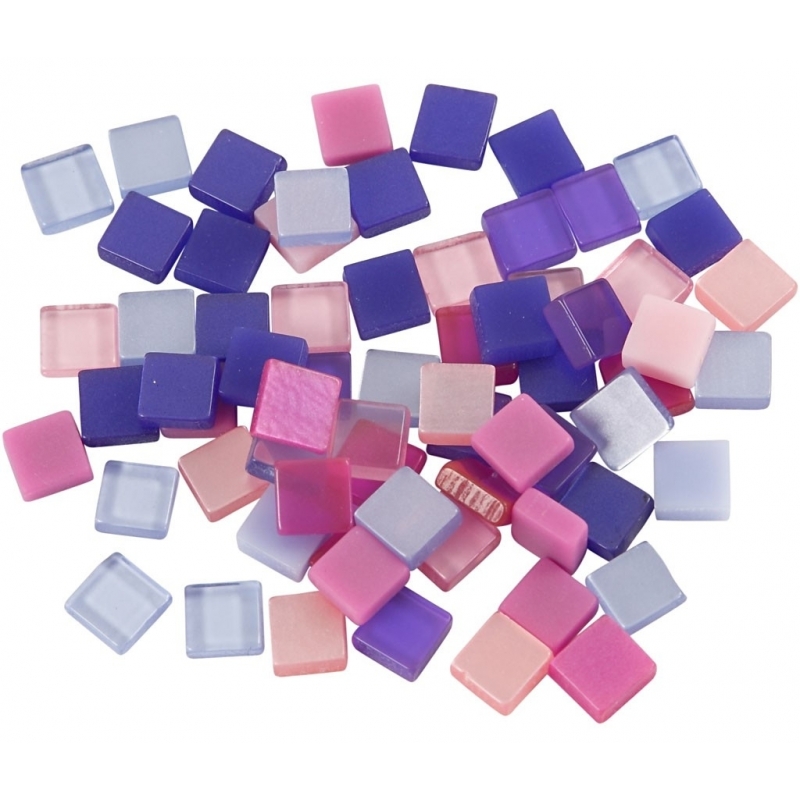 25 gram Mozaiek tegels kunsthars paars/roze 5 x 5 mm -