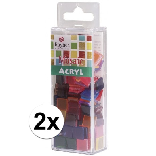 Mozaiek steentjes/tegeltjes - 410x stuks - kleuren mix - 1 x 1 cm - Mozaieken maken - Kunststof -