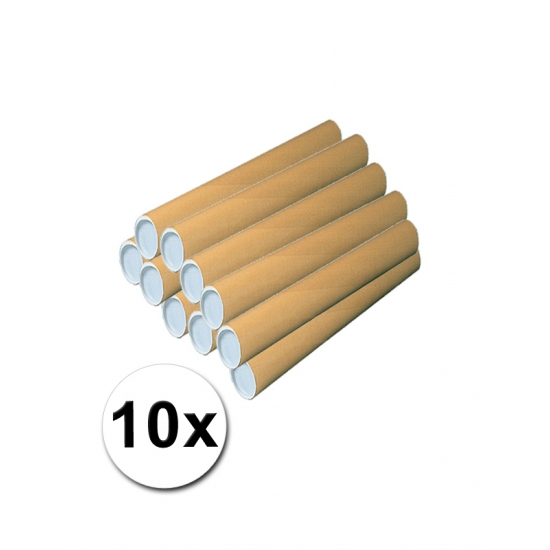 Poster koker rond van karton - 10x - 500 x 50 mm - bruin - Verzendkokers -