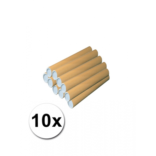 Poster koker van karton - 10x - 310 x 40 mm - Bruin - Verzendkokers - Voor A4 formaat papier -