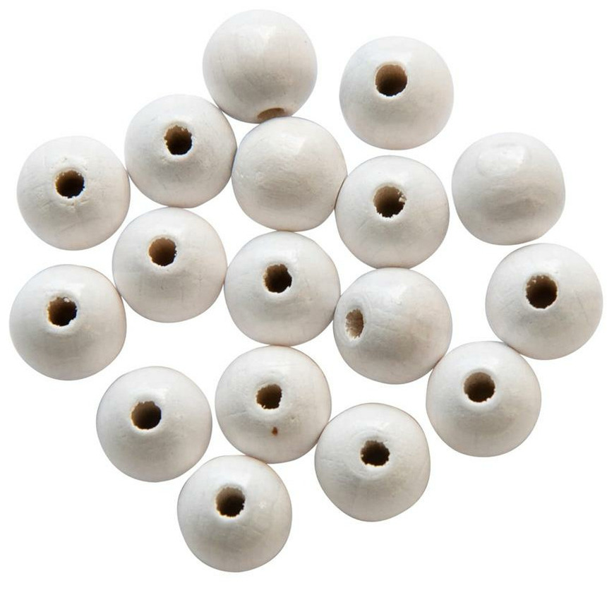 Rayher hobby kralen van hout - wit - Dia 6 mm - 115x stuks - DIY sieraden maken - Kralen rijgen -