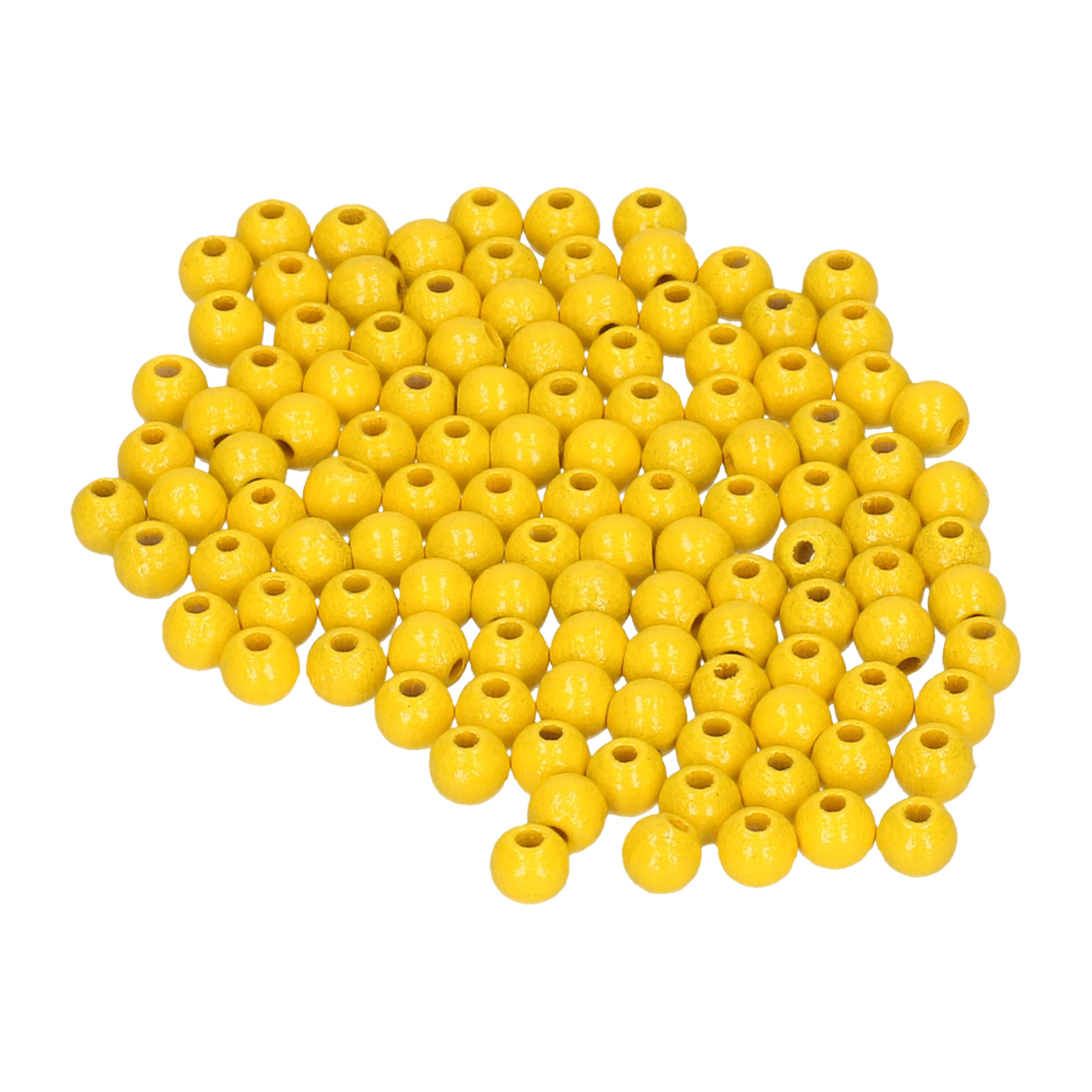 Rayher hobby kralen van hout - geel - Dia 6 mm - 115x stuks - DIY sieraden maken - Kralen rijgen -