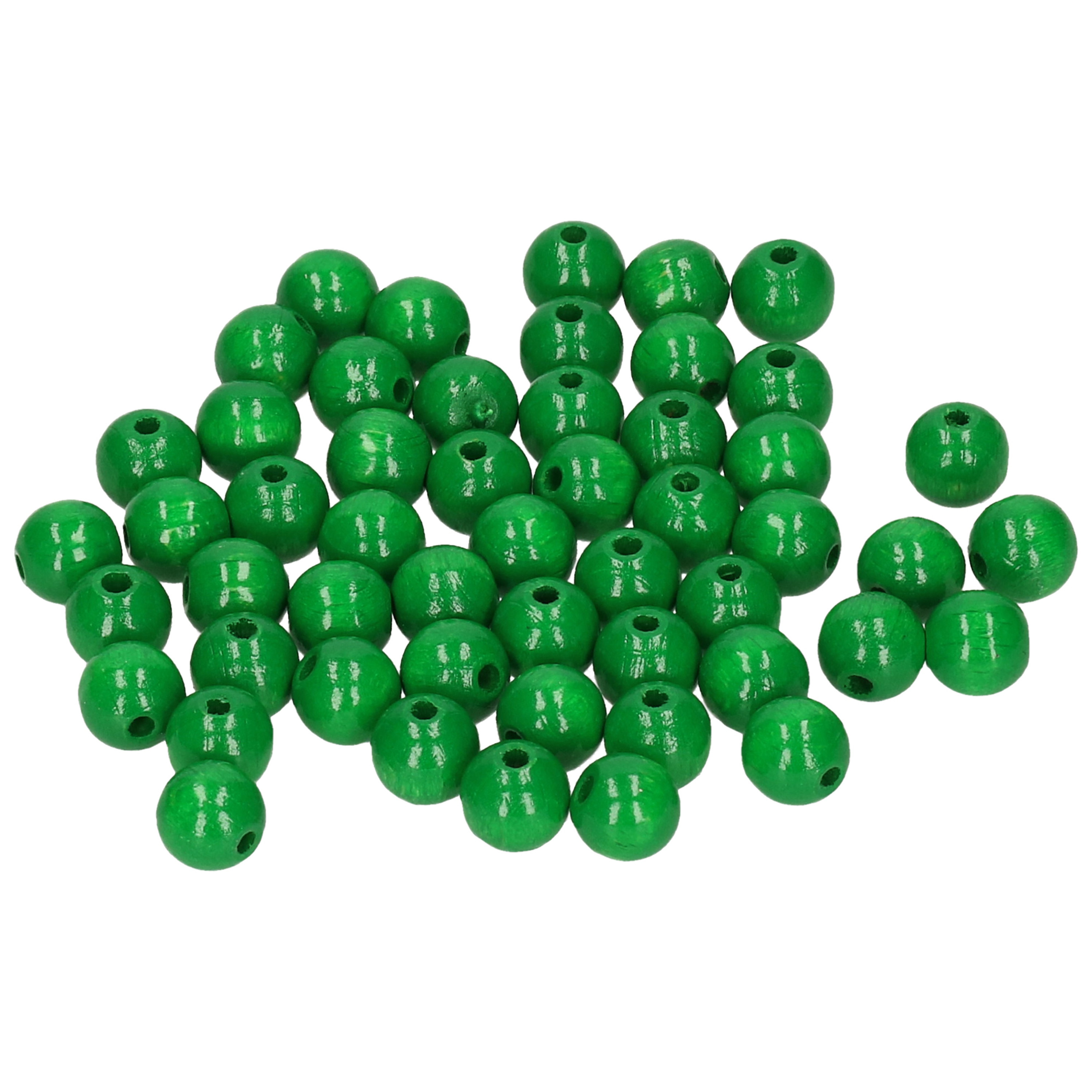 Hobby kralen van hout Dia 10mm - 52x stuks - Groen - DIY sieraden maken - Kralen rijgen -