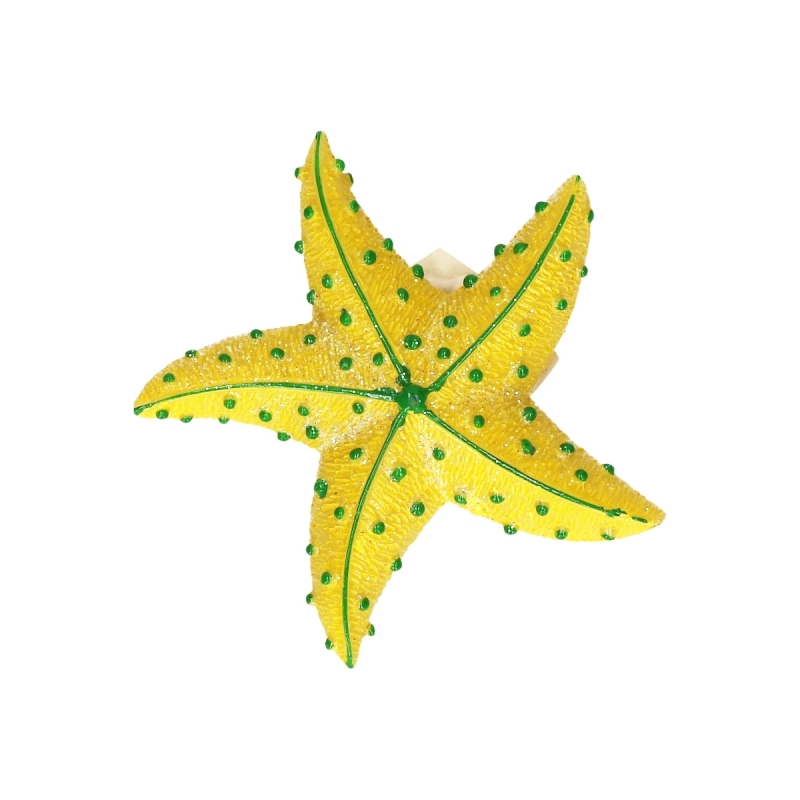 Zeester glitter magneet geel 7,5 cm -