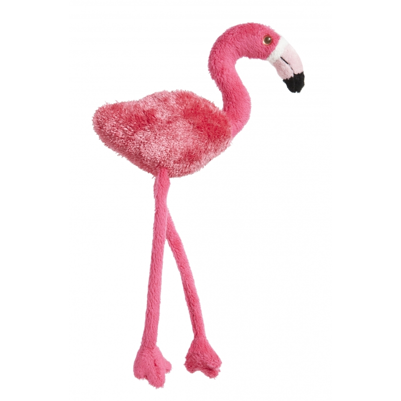 Nature Planet pluche knuffeldier Flamingo - roze - vogel - 23 cm - Knuffels cadeau - magneet -