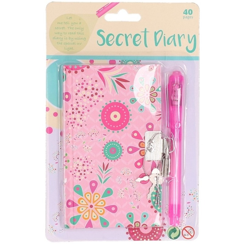 Roze dagboek mandala bloem met slot -