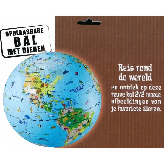 Opblaas wereldbol dieren 30 cm -