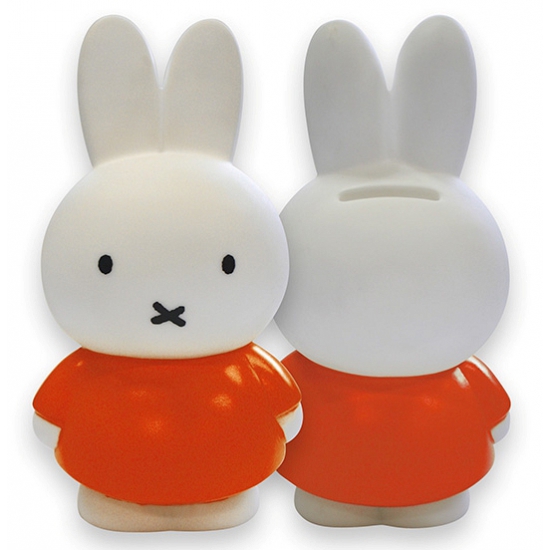 Nijntje spaarpot oranje/wit - 12 cm - kunststof - met opening - Dieren/konijnen -