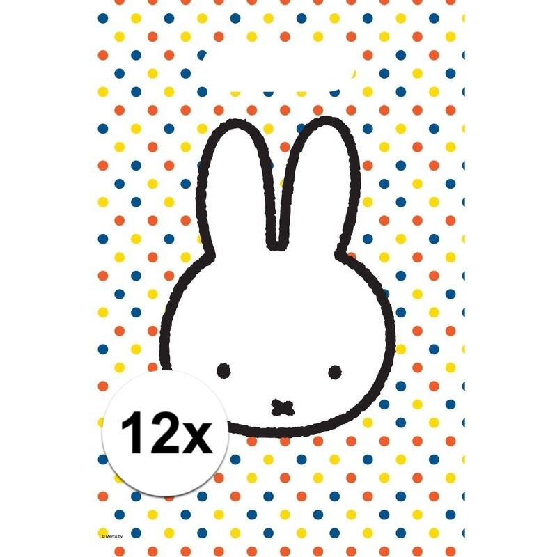 12x Nijntje themafeest uitdeelzakjes/snoepzakjes 30 x 21 cm -