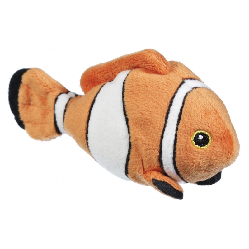 Nature Planet Tropische Clownsvis - oranje/wit - 13 cm - pluche dieren knuffels - vissen -