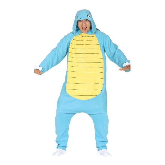 Cartoon schildpad onesie voor volwassenen - blauw - one size M -