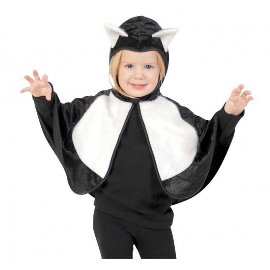 Peuter verkleedkleding poncho - kat/poes - dieren - met capuchon 98 -