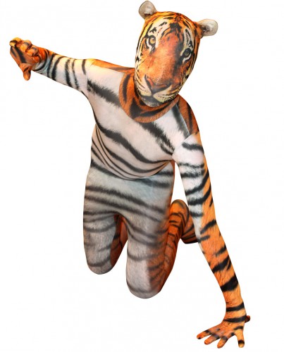 Originele morphsuit tijger voor kinderen 8-10 jaar (140) -