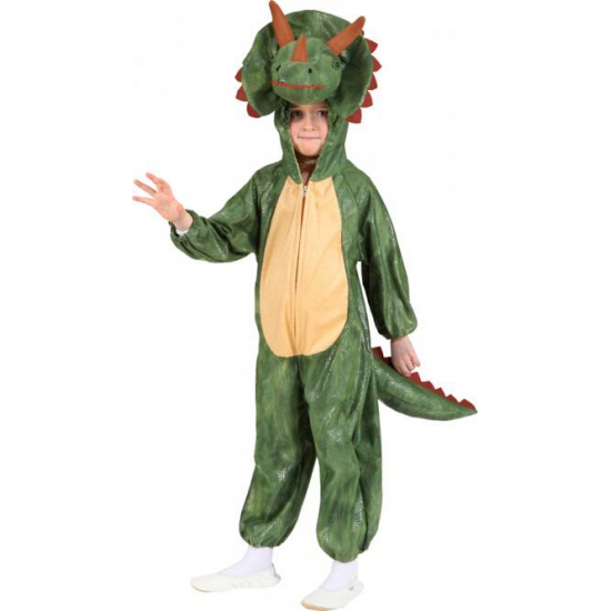 Pluche dinosaurus dierenpak verkleed kostuum voor kinderen - carnaval - groen 116-128 -