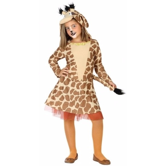 Giraffe verkleedkleding kostuum - Dierenpak - Jurkje - voor meisjes 140 (10-12 jaar) -