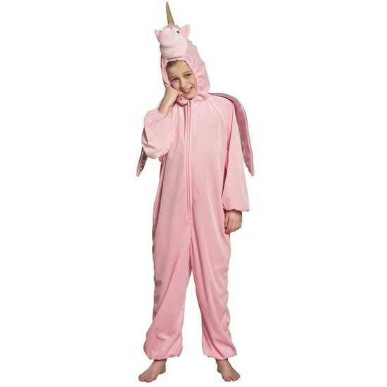 Eenhoorn dieren onesie/kostuum voor kinderen roze 140 -