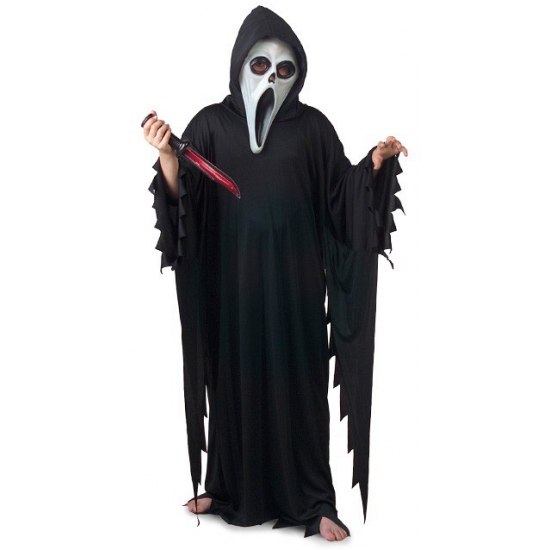 Scream verkleed gewaad voor kinderen - zwart - Carnavalskleding Scary Movie - Halloween 116 -
