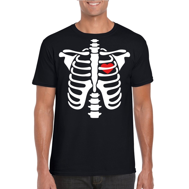 Halloween skelet t-shirt zwart heren L -