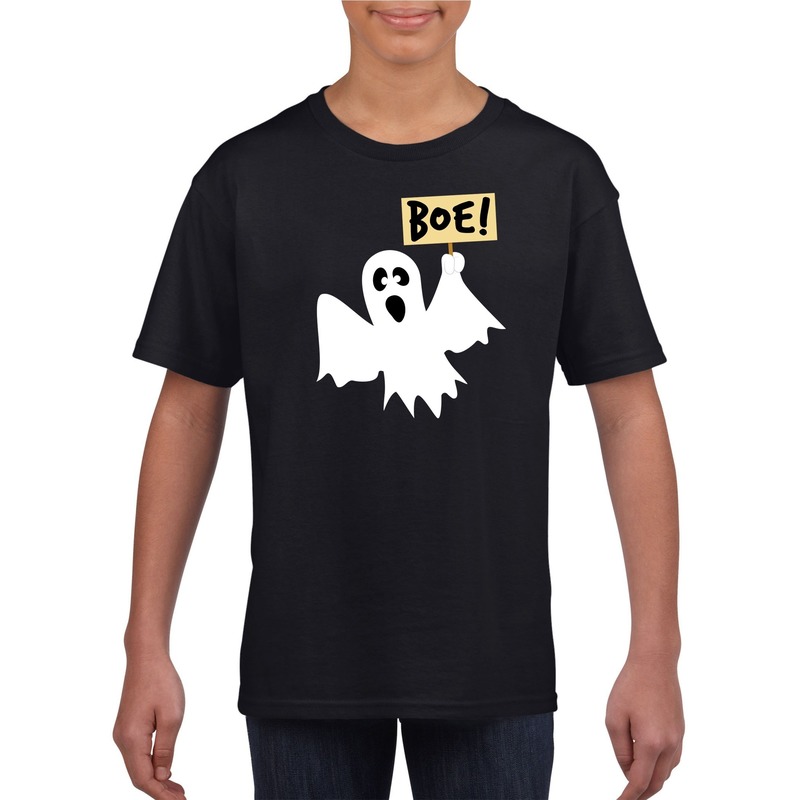 Halloween spook t-shirt zwart kinderen XL (158-164) -