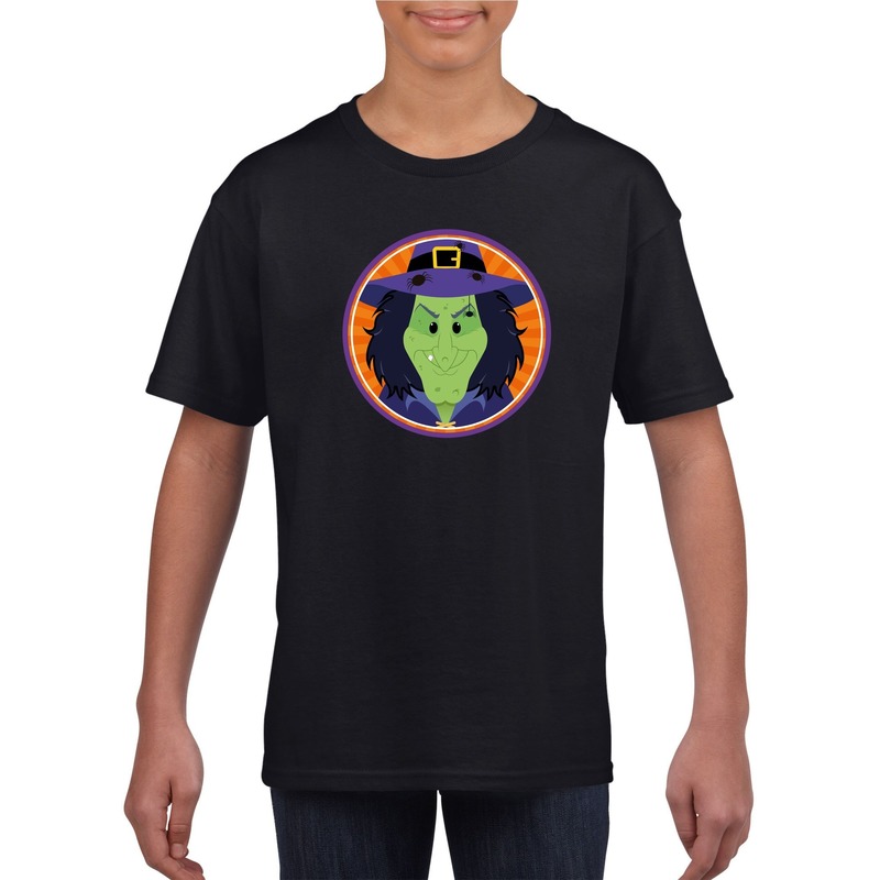 Halloween heks t-shirt zwart kinderen M (134-140) -