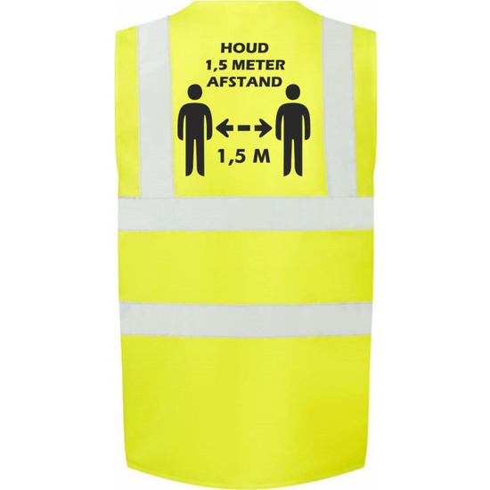 Geel Corona/COVID-19 vest/hesje 1,5 meter afstand volwassenen -