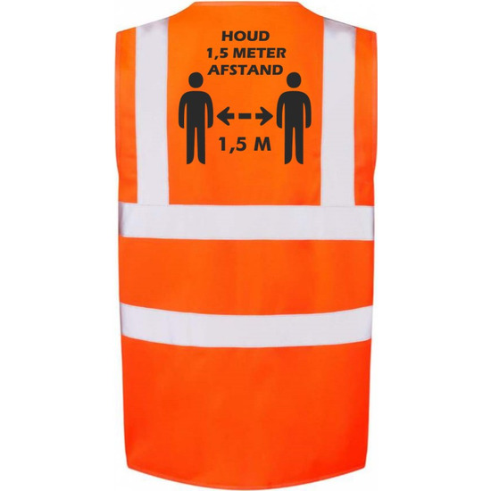 Oranje Corona/COVID-19 vest/hesje 1,5 meter afstand volwassenen -