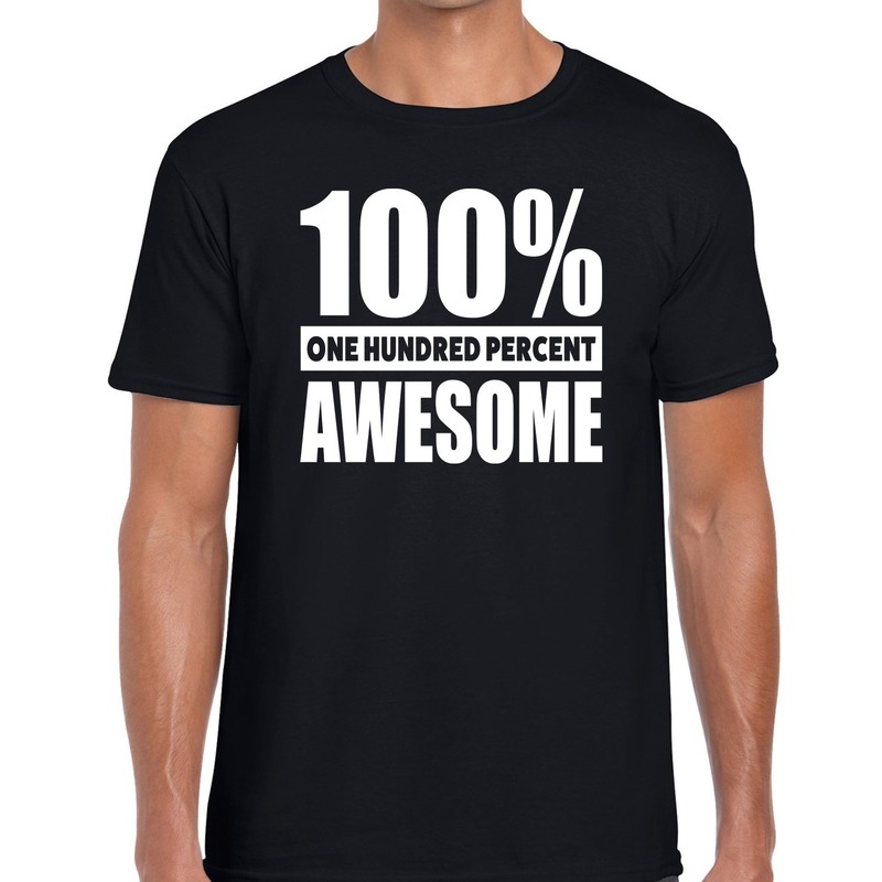 100 procent awesome tekst t-shirt zwart voor heren 2XL -