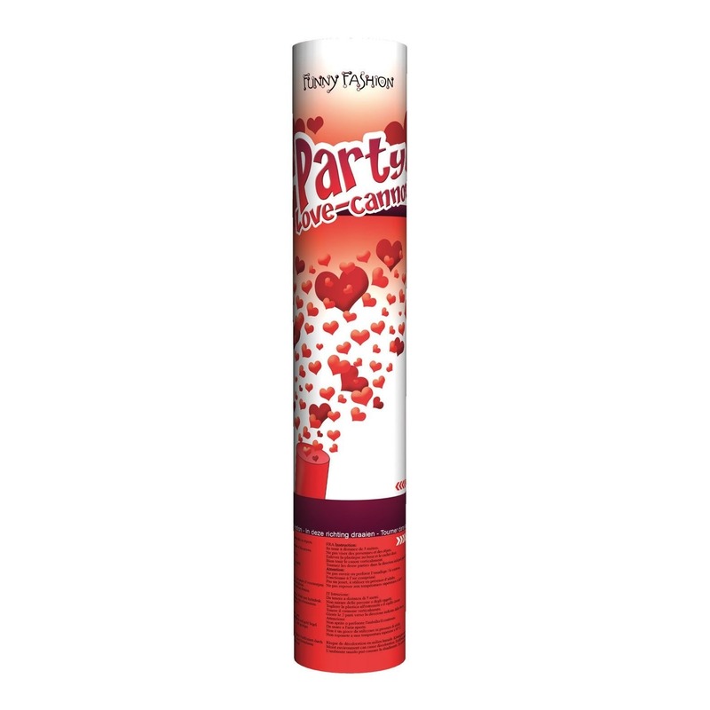Confetti shooter kanon met hartjes 30 cm -
