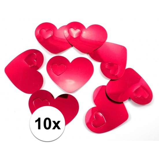10x mega confetti rode hartjes -