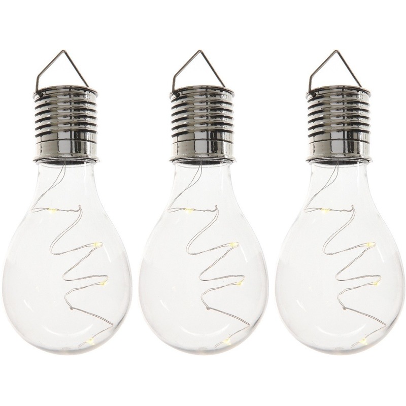 3x Buiten/tuin LED lampbolletjes solar verlichting 14 cm -